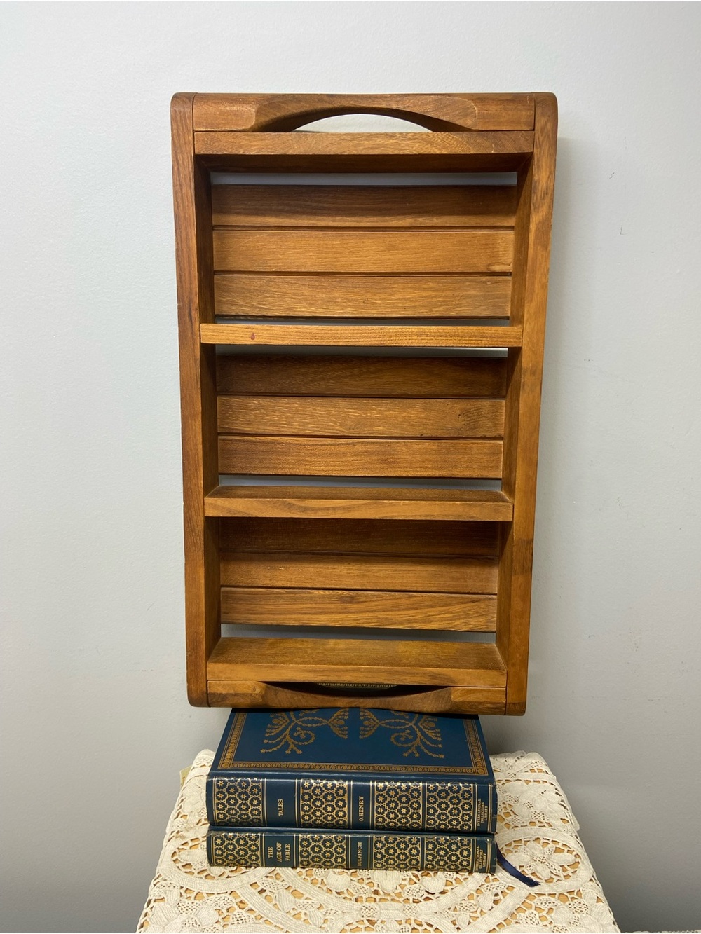 Rustic Primitive Wood Wall Shelf Spice Rack